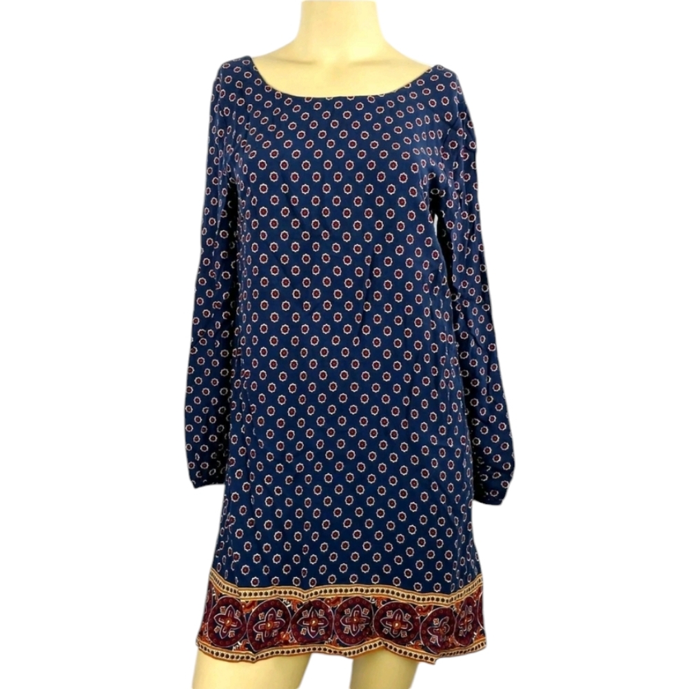 FOREVER 21 LOS ANGELES shift Blue dress 3/4 sleeve womens junior Small
